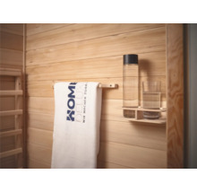 Uterák s logom Hornbach, fľaša na pitie a pohár v saune