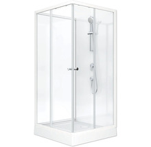 Sprchovací kút so sklenenými stenami a armatúrami