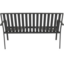 Záhradná kovová lavička s opierkami na ruky a operadlom