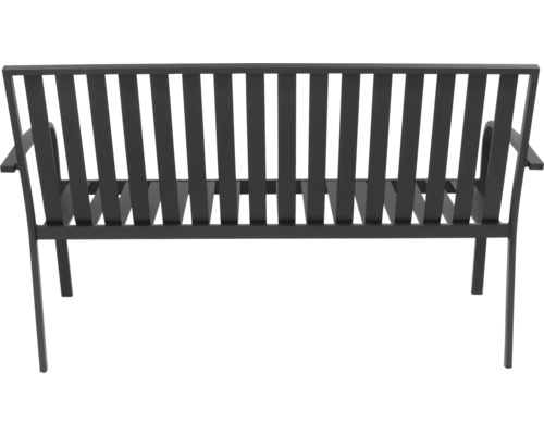 Záhradná kovová lavička s opierkami na ruky a operadlom