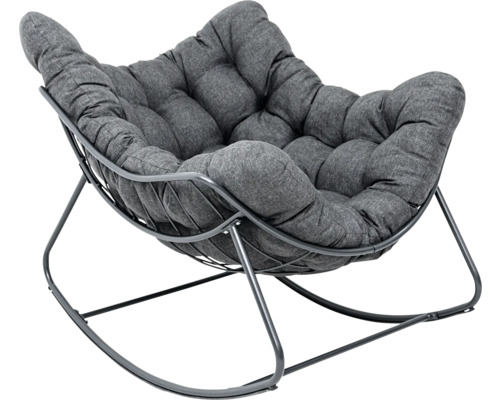 Hojdacie kreslo s kovovým rámom a čalúneným poťahom