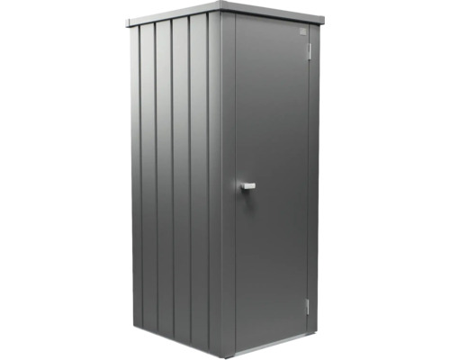 Kovová záhradná skriňa s dverami a rukoväťou