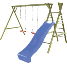 Drevená hojdačka so šmýkačkou a rebríkom do záhrady