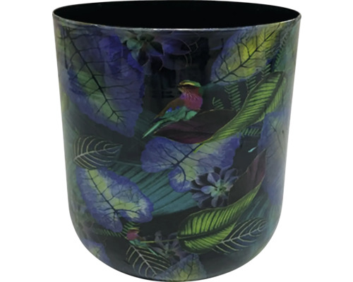 Obal na kvetináč Leaves kovový Ø 12 x 13 cm Dekoratívny kvetináč s motívom vtákov a listov