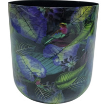 Dekoratívny kvetináč s kvetinovým vzorom a motívom vtáka