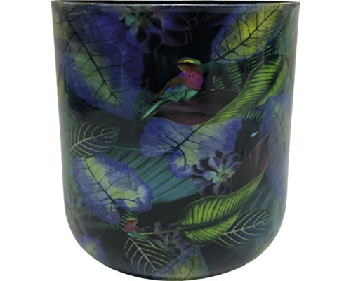 Kvetináč so vzorom vtákov a rastlín