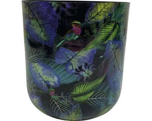 Dekoratívny kvetináč s motívom listov a vtákov