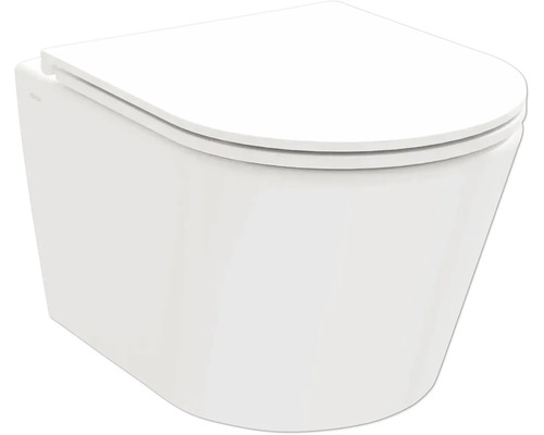 Závesné WC set RAVAK Life bez splachovacieho kruhu biela vr. WC dosky X01951 Závesné WC s uzavretým splachovacím okrajom a WC sedadlom