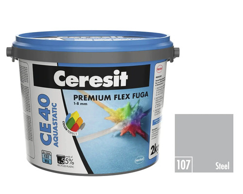 Škárovacia hmota Ceresit CE 40 Steel 2 kg Ceresit Premium Flex škárovacia hmota CE 40 Aquastatic vo vedre