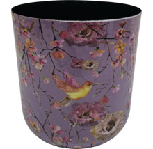 Kvetináč s motívom vtáčika a kvetov