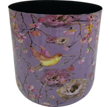 Kvetináč s motívom vtáka a kvetov