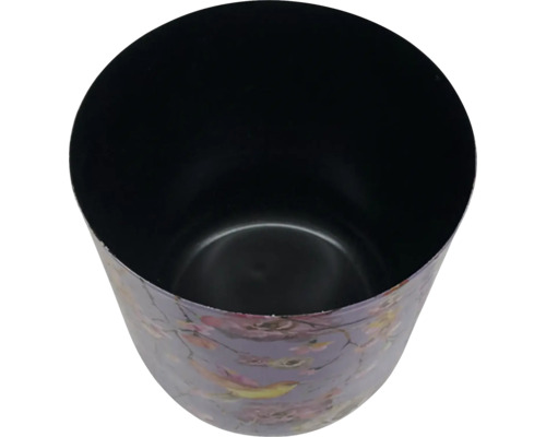 Kvetináč s motívom vtáka a kvetov