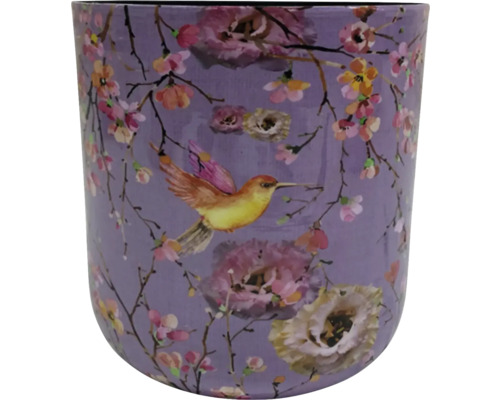 Kvetináč so vzorom vtáka a kvetov