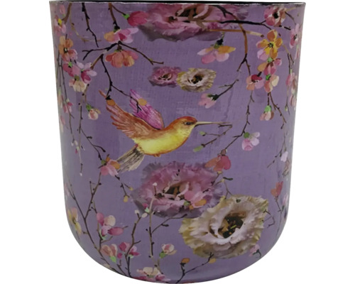 Kvetináč s motívom kvetov a kolibríka