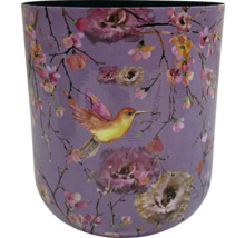 Kvetináč so vzorom vtáčika a kvetov