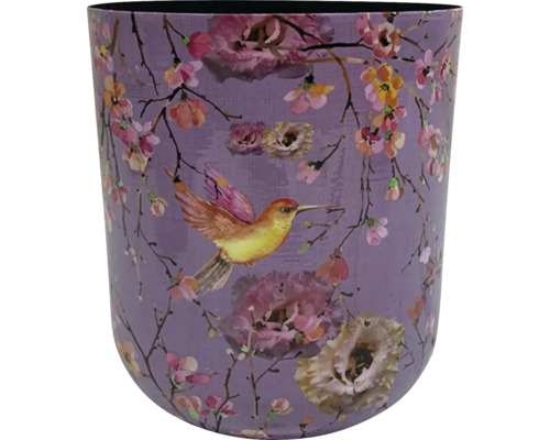 Kvetináč so vzorom vtáčika a kvetov