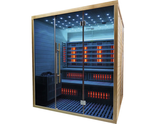 Vnútorná sauna s infražiaričmi a sklenenými dverami