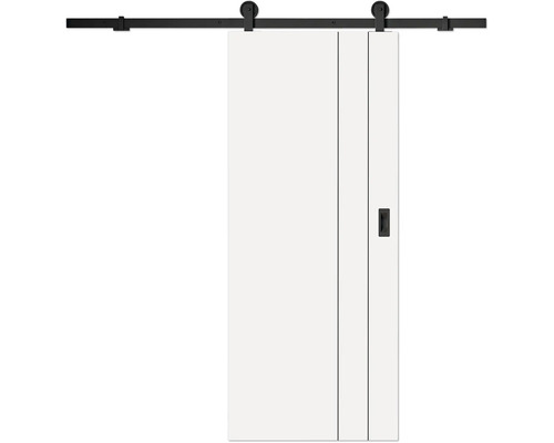 Posuvné dvere Pertura ORVEN 02 CPL biele 985 x 1985 mm Ľ/P Posuvné dvere s čiernou vodiacou lištou