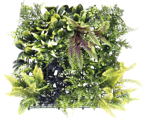 Panel na stenu Umelá rastlina Aurora fly 38x38 cm Umelá rastlinná stena s rôznymi zelenými rastlinami