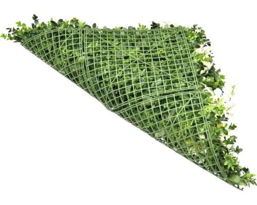 Umelá rastlinná rohož so zelenými listami a bielymi kvetmi