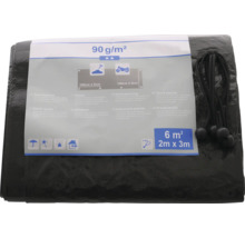 Čierna tkaná plachta s rozmermi 2 x 3 metre a plošnou hmotnosťou 90 gramov na meter štvorcový.