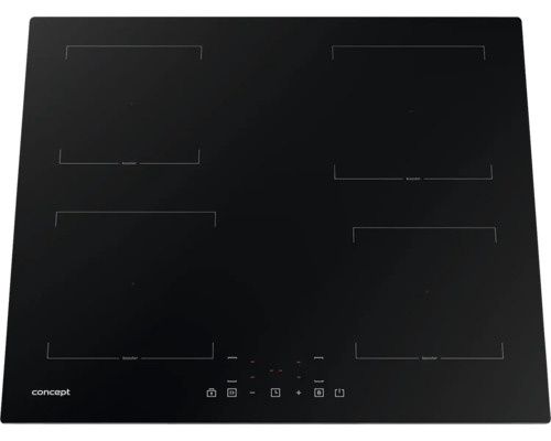 Čierna indukčná varná doska Concept so štyrmi varnými zónami.