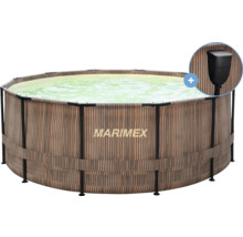 Kruhový rámový bazén Marimex so vzhľadom dreva a filtračným čerpadlom