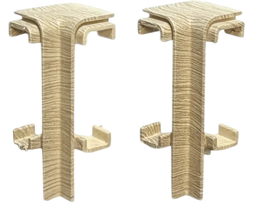 Dva rohové kusy z plastu s drevenou štruktúrou