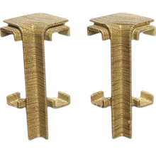 Dva rohové konektory pre panely s dekorom dreva