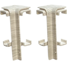 Dva rohové konektory s dreveným vzhľadom