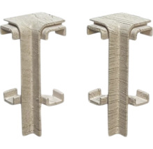 Dva rohové konektory z plastu pre obklady fasád