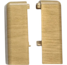 Dva spájače soklových líšt so vzhľadom dreva