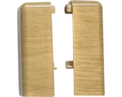 Dva spájače soklových líšt so vzhľadom dreva