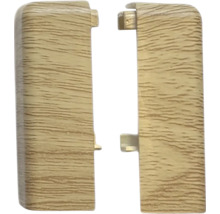 Dva zakončovacie kusy pre soklové lišty s drevenou štruktúrou