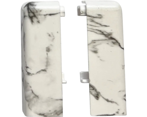 Dva koncové profily soklovej lišty s mramorovým dizajnom