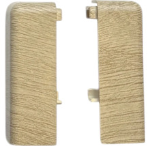 Dva rohové diely soklovej lišty s drevenou štruktúrou