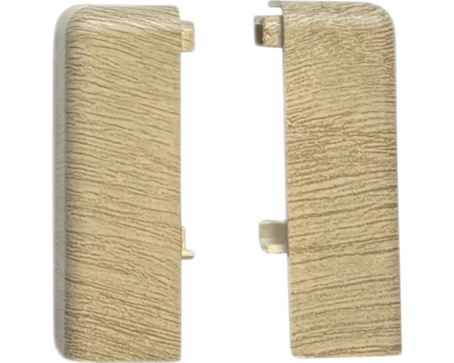 Dva rohové diely soklovej lišty s drevenou štruktúrou