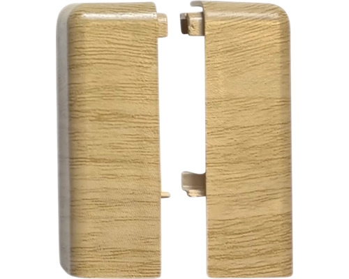 Dva rohové diely pre soklové lišty s drevenou štruktúrou