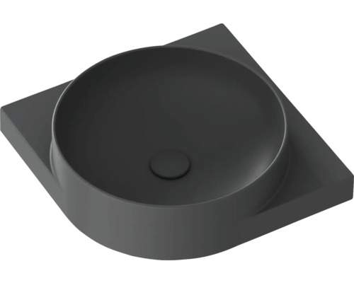 Umývadlo na dosku s okrúhlou umývadlovou misou na štvorcovej odkladacej ploche