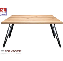 Jedálenský stôl s doskou v drevenom vzhľade a čiernym kovovým rámom