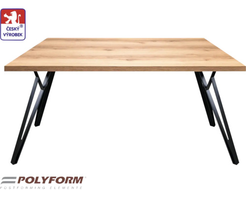 Stolový set Standard 150 x 80 x 75 cm, tloušťka 38 mm, dub zlatý Jedálenský stôl s doskou v drevenom vzhľade a čiernym kovovým rámom