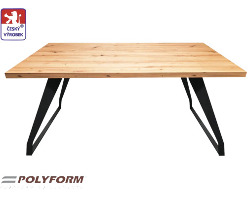 Stolový set City 150 x 80 x 75 cm, hrúbka 38 mm, dub zlatý Jedálenský stôl s drevenou doskou a čiernymi kovovými nohami