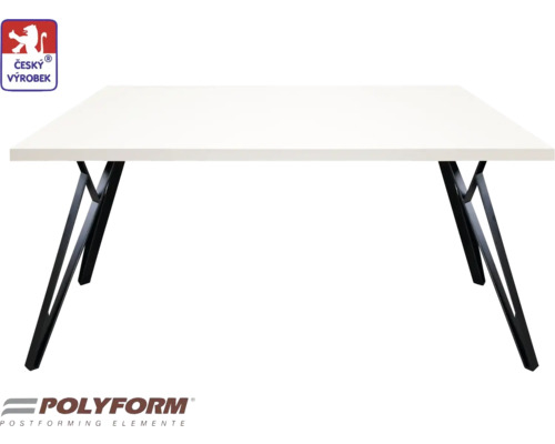 Stolový set Standard 150 x 80 x 75 cm, hrúbka 38 mm, biely Biely písací stôl s čiernym kovovým rámom a pečaťou Český výrobok