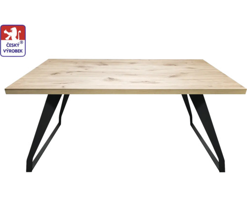 Stolový set Standard 150 x 80 x 75 cm, hrúbka 38 mm, dub nature Stôl s doskou s dreveným vzhľadom a čiernym kovovým rámom