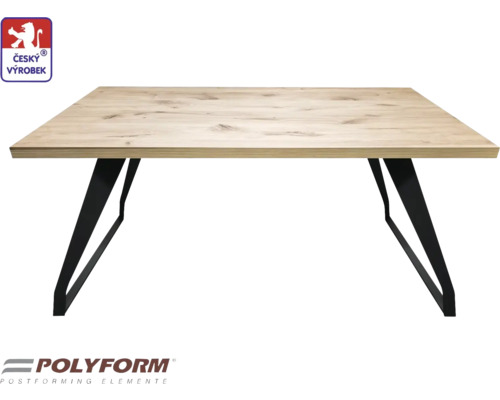 Stolový set City 150 x 80 x 75 cm, hrúbka 38 mm, dub nature Obdĺžnikový jedálenský stôl s drevenou doskou a kovovými nohami