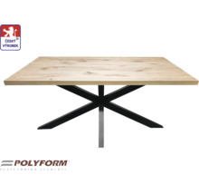 Jedálenský stôl s doskou s dreveným vzhľadom a kovovými nohami