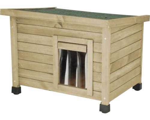 Mačací domček ROSE variant hnedá 57 x 45 x 43 cm Drevená psia búda s lamelovým závesom