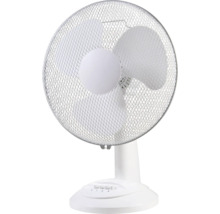 Biely stolný ventilátor s ochrannou mriežkou