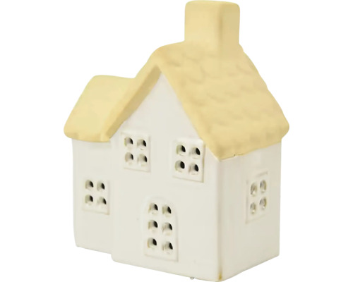 Dekoratívny dom z keramiky s oknami a komínom