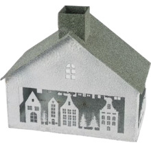 Dekoratívny kovový dom s výrezom zimnej dediny